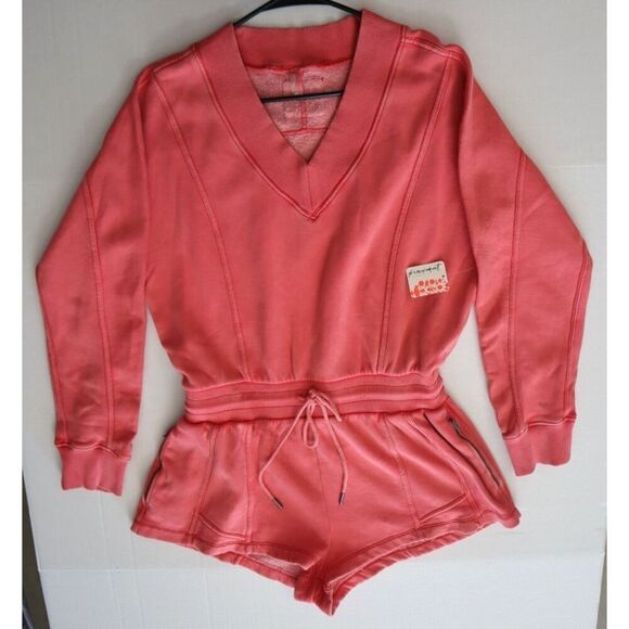 Free People Movement OB2023564 Women's Sz S Hibiscus Pink Intercept Romper - Picture 14 of 16